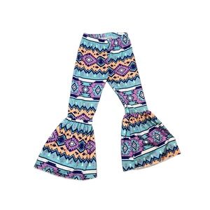 Girls Boutique Pants 6T Bell Bottom Multicolor Geometric‎ Pattern Flare Trendy